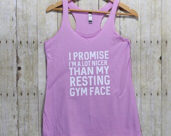 Resting gym face workout tanks for women, Workout shirts, Racerback tank, Cute workout shirts, Gym tops, Fitness tank, Tank tops TBT033