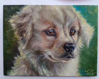 Dog lover gift|for|her Dog portrait art Small oil painting pet art decor for girls room Cute gift for pet lover gift Pet portrait paintings