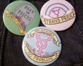 Transgender/Non-Binary/Agender LGBTQ Pride 2.25" Pinback buttons