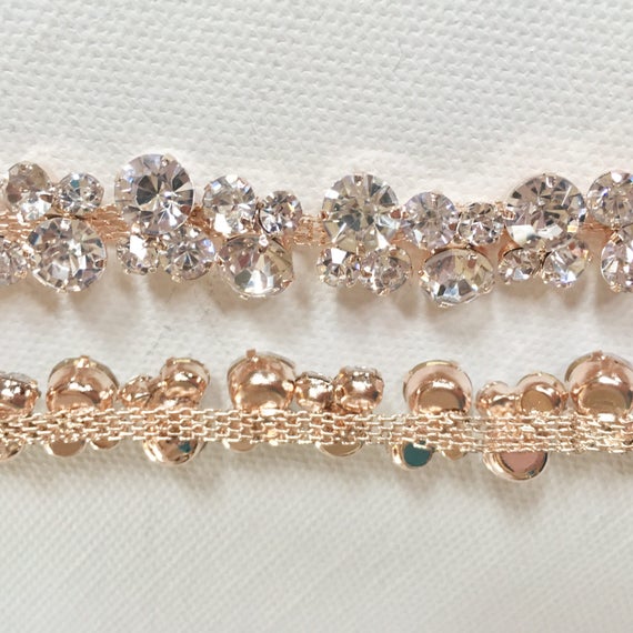 Rose Gold Rhinestone Trim by the Yard -Wholesale gold Bridal Trim -rose ...