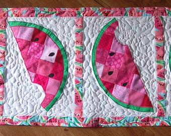 Patchwork Watermelon Quilted Table Runner
