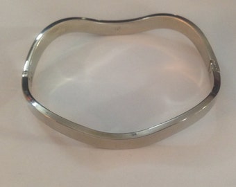 wave sterling silver cuff bracelet 8 inches around 2 inches wide by 2 1/2 inches