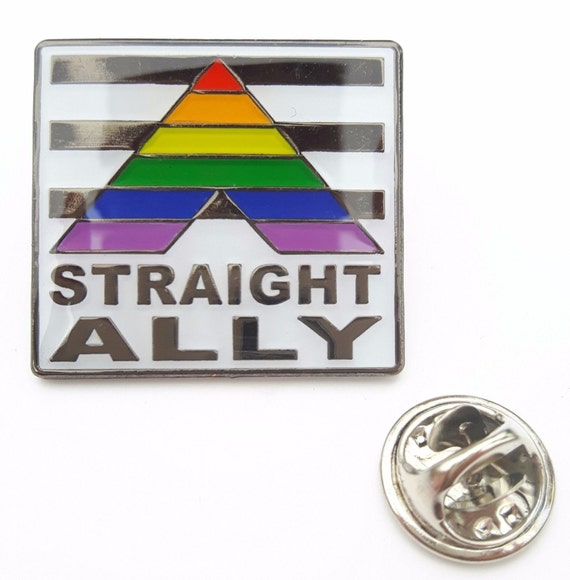 Straight Ally LGBT Square Lapel Pin Badge