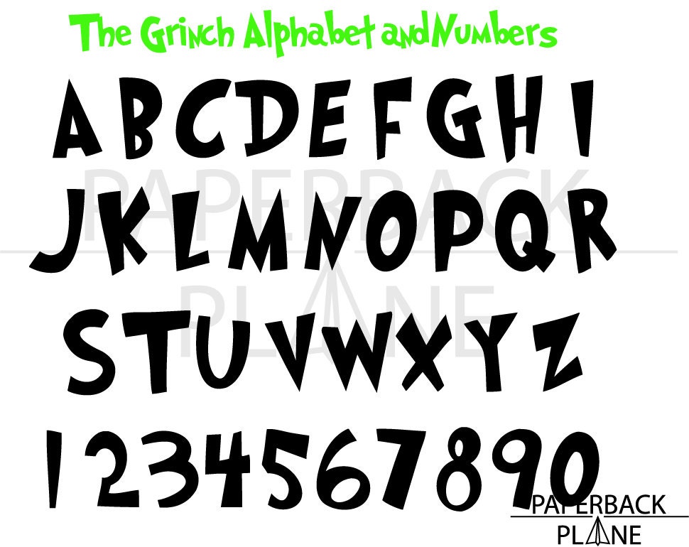 Grinch Alphabet fonts SVG PNG DXF Cut Files for by Paperbackplane