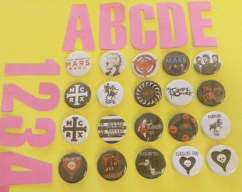 PINBACK BUTTONS! thirty seconds to mars MCRX my chemical romance alkaline trio the Cure 30stm goth rock Jared Leto