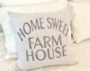 Home sweet farmhouse pillow cover - housewarming gift - farmhouse style pillow - wedding gift - natural pillow case