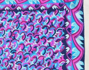 1970s Fiorio Art Deco Revival Geometric Silk Scarf