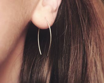 SALE Medium Almond shaped ear threaders, silver threaders, threader earrings, silver earrings, minimalist earrings, 30 mm, 1 PAIR