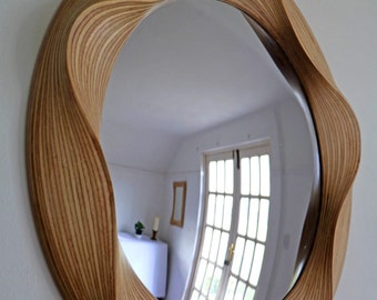 Convex mirror - Round convex mirrors - Wooden convex mirror for living room, bathroom, bedroom, hallyway or study