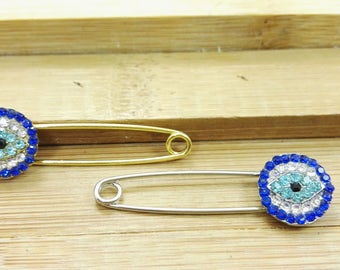 20 pcs Evil Eye Safety Pins , Greek Evil Eye Safety Pins , Turkish Evil Eye , Evil,Eye Protection pins ,Wholesale Evil Eye Jewelry