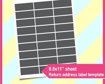 Return Address Label Template, PSD, PNG and SVG Formats, 8.5x11" sheet, Printable 016