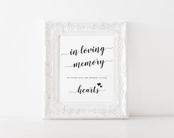 Printable Tribute Sign, In Loving Memory of Those Who Are Present in Our Hearts, Heaven Sign, Tribute Sign,