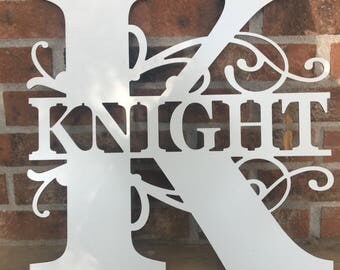 Personalized Monogram door hanger monogram door sign wedding gift monogram sign front door decor last name sign metal monogram
