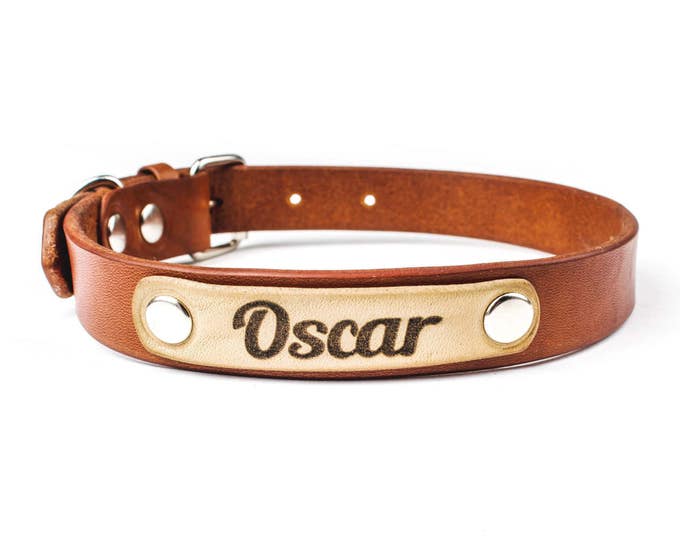 Personalized dog collar - brown leather dog collar - Custom dog collar - custom name dog collar - dog collar with name - stylish dog collar