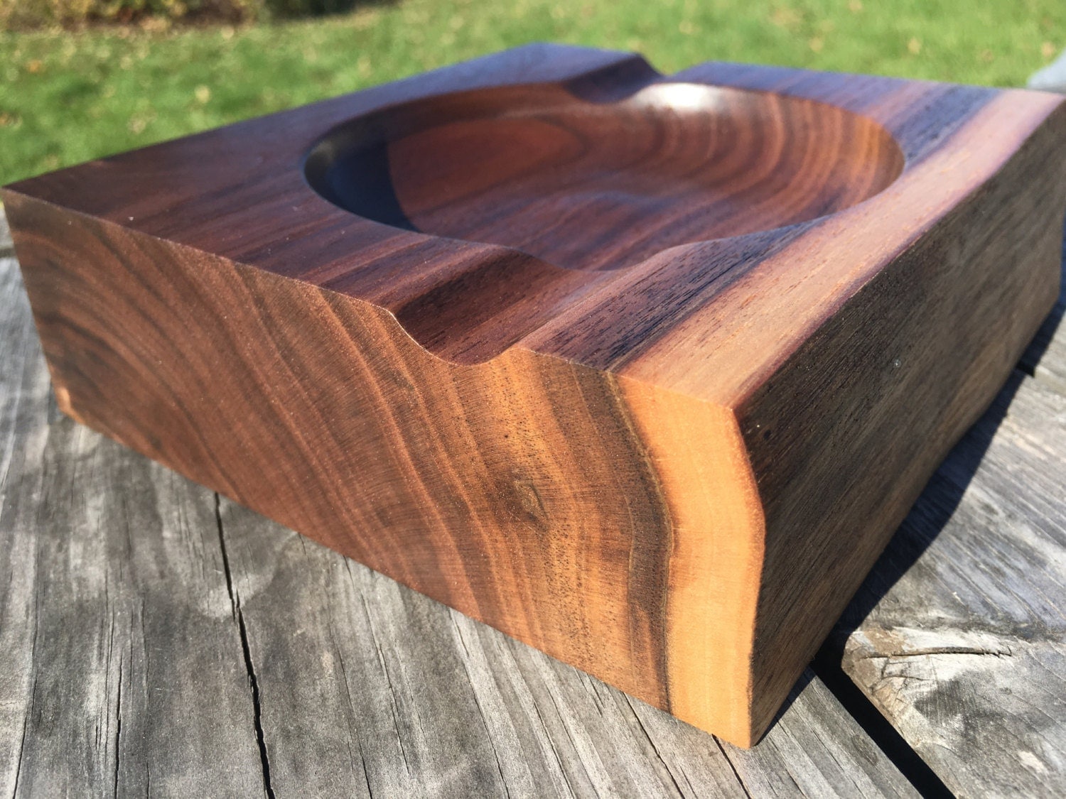 Handmade Wood Cigar Ashtray With Personalized Message