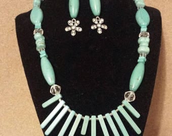 Turquoise Waterfall Necklace Set