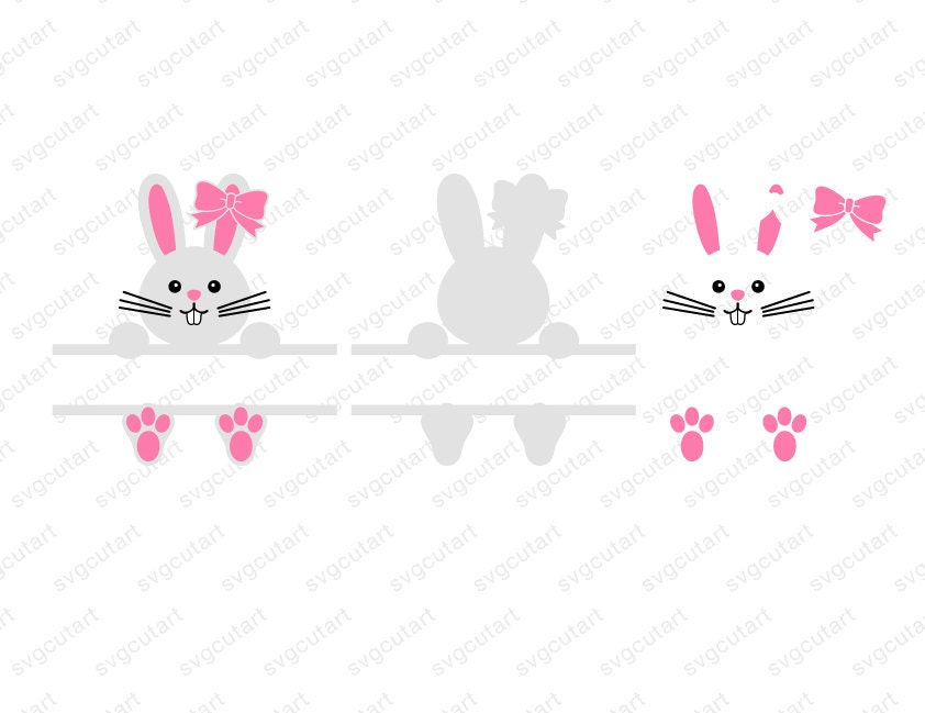 Download Sweet easter bunny Split Bow Frame rabbit DXF SVG Cut File