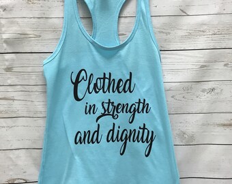 Strong women tank, Christian tank top, workout tank, christian clothing, womens clothing, tanks and tees, tank tops, clothed with strength,