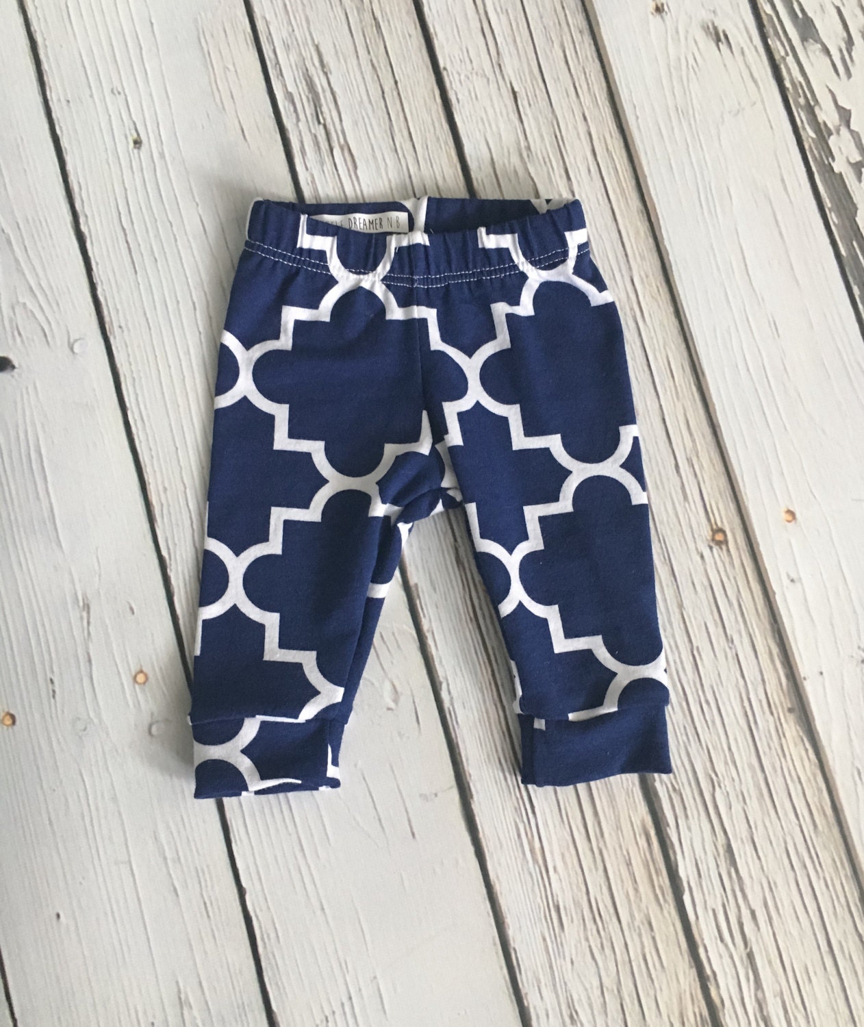 Leggings in Blue Quatrefoil Print Baby Girl Leggings Baby