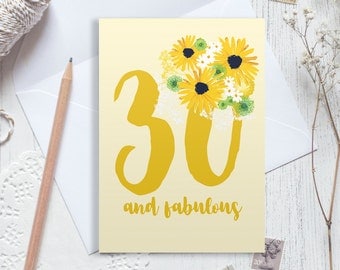 30th birthday card, 30 birthday card, happy 30th birthday, personalised birthday card