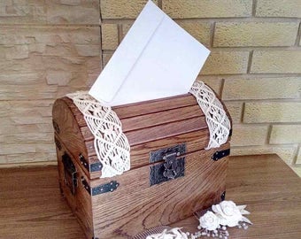Wedding Card Box/ Finish-macrame/ Anniversary Gift/Wedding Memory Chest/Rustic Wedding Card Box/Wedding Card Holder/Memory Box
