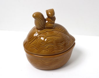 Ceramic Squirrel Nut Dish with Lid