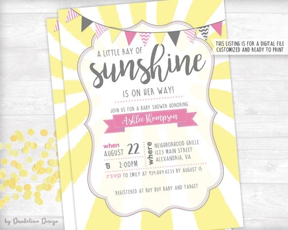 A Little Ray of Sunshine Baby Shower Invitation Printable