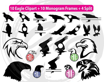 Eagle SVG, eagle head svg, eagle monogram frames svg, ready to cut files for Cricut, Silhouette etc, also in png, eps and DXF format