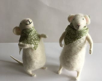 Handmade Needle Felted Mice - Couple.
