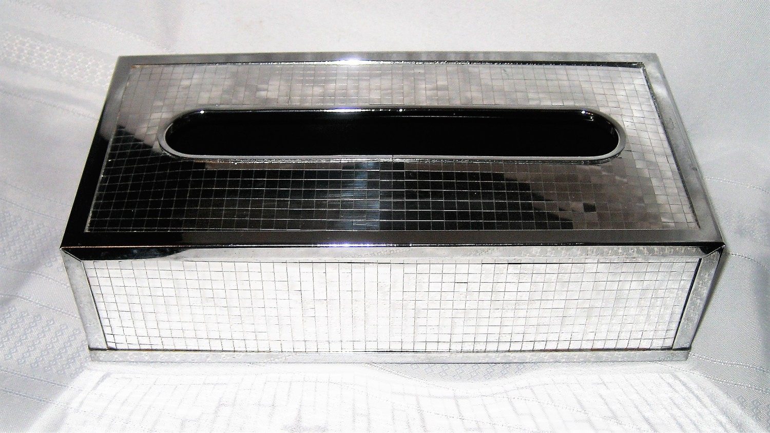 Kleenex Tissue Box Holder Chrome Rectangular Small Mirrored