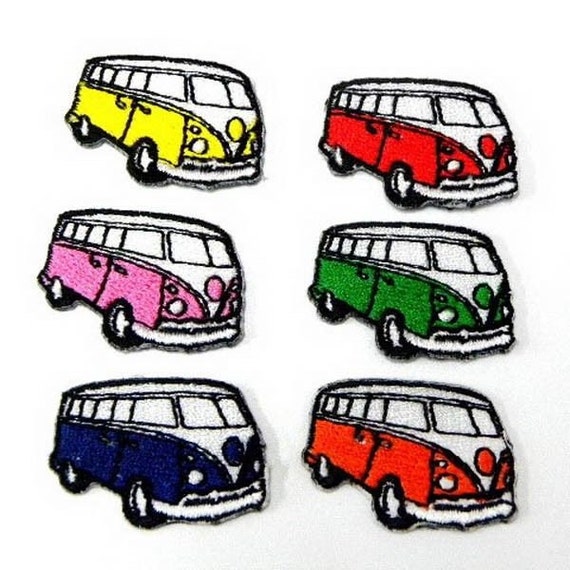 VW Bus/ Van Patches Small Hippie Van Iron On Badges Retro