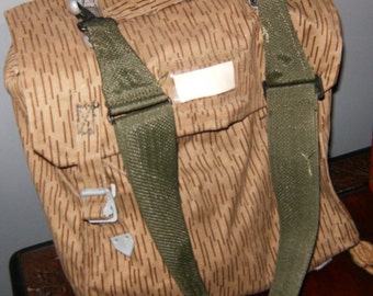 East German Military Rain Camo Bag + Backpack - 70s-80s Cold War E. German Water Resistant Army Ruck Sack