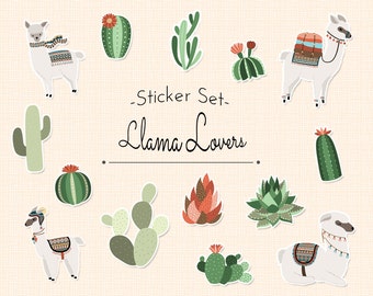Llama and Cactus Sticker Pack- Planner, Journal, Snailmail