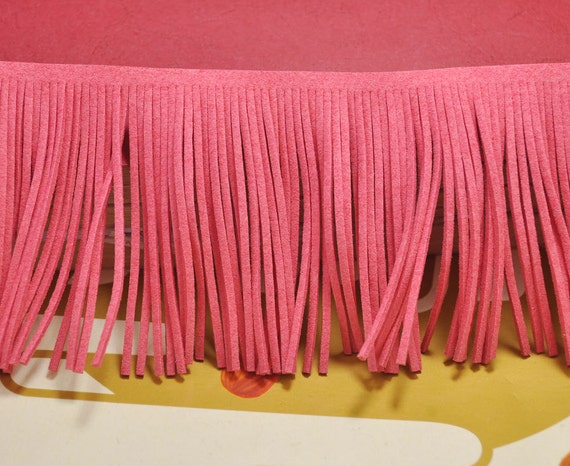 1 yard Watermelon Red Leather Fringe Trim78mm Width Faux