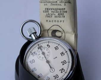 Vintage Soviet stopwatch AGAT, Mechanical chronometer USSR. Working.
