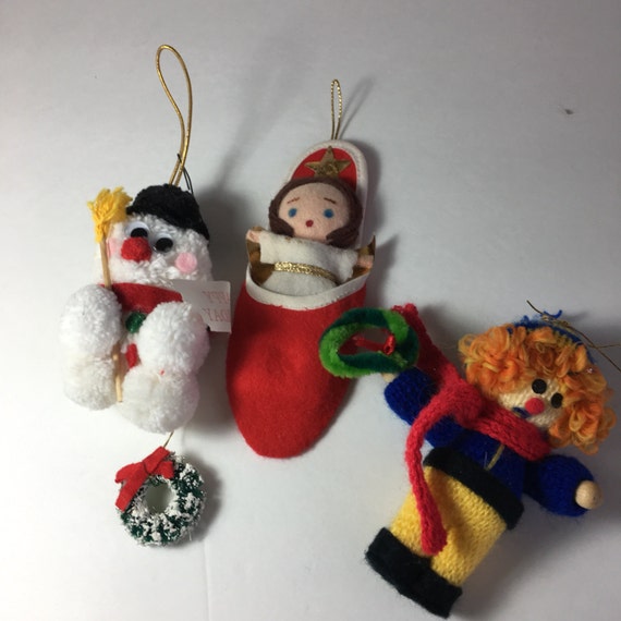 Items similar to 1970s Christmas Ornaments snow man angle and a Mr Bill ...