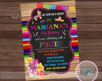 Fiesta Invitation, Fiesta Birthday Party Invitation, Mexican Fiesta Birthday Party Invitation, Invitacion Fiesta Mexicana, Digital File