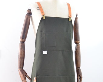 Stylist's Leather Apron with tool loops and pockets brass