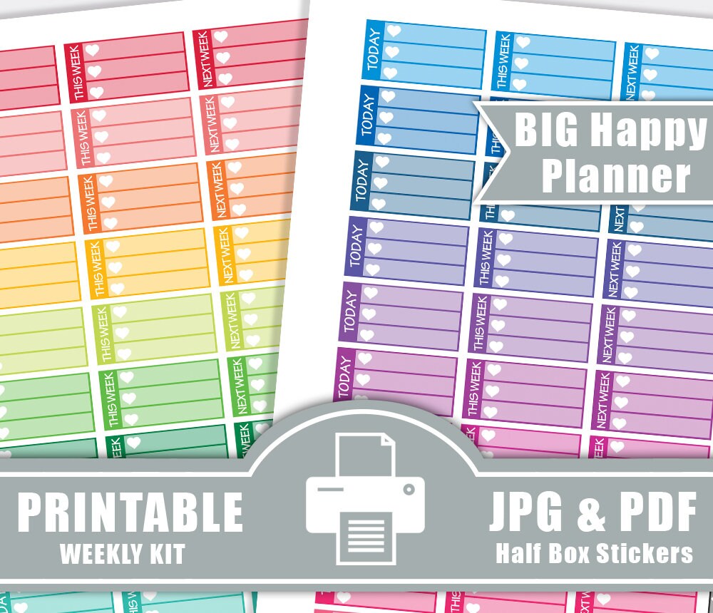 BIG Happy Planner Stickers PRINTABLELarge Happy Planner