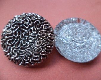 23 mm (5902) glass button 5 GLASS BUTTONS silver