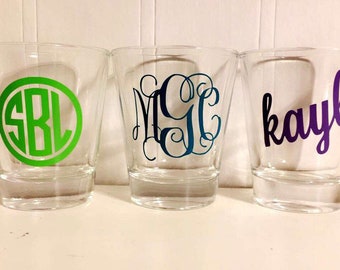 Custom Monogram Shot Glass 21st Birthday