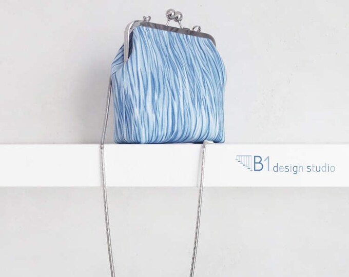 Cotton Crossbody Bag, Tie-dyed Shoulder Bag, Blue Clasp Bag, Crossbody Purse, Shoulder Clasp Bag, Gift for Her, Handmade Shoulder Bag