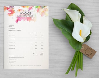 Invoice Pretty Pastel Pattern | Fully Editable Word Document | Instant Download | Flowers | Feminine Invoice Template | Easy to Edit