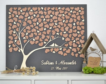 3D LOVE TREE Wedding guest book alternative tree wood Custom unique guest book hearts leaves Rustic wedding Rustic wooden tree Tree of life
