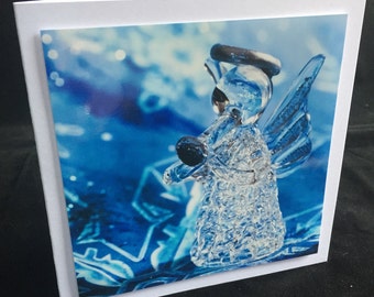 Christmas card Christmas little angel in blue