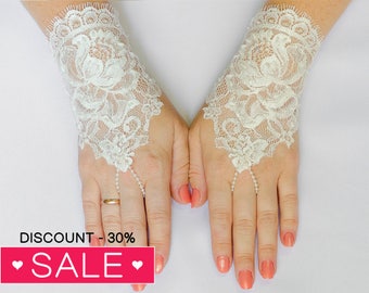 Lace fingerless glove, Ivory Wedding Glove, Bridal Wedding Glove, Wedding Accessories, Bridal Accessories 21