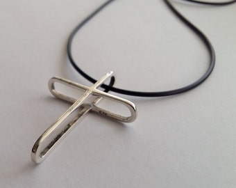 Silver Cross Pendant Cruz Doble, Interesting Design Cross, Sterling Silver Cross, Christian Symbol, Cross, Unisex Cross Pendant, Gift Idea
