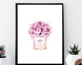 Perfume Peonies Print // Minimalist // Wall Art // Office DIY // Scandinavian // Modern Office // Fashion // Makeup // Modern