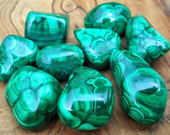 Polished Malachite Crystal Tumbled Stones - 414