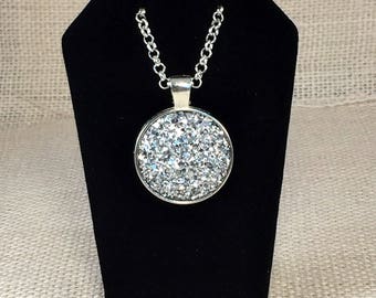 Silver Druzy Necklace - Drusy Necklace - Bridesmaid Gift - Necklace Druzy Jewelry - Statement Necklace - Druzy Pendant - wedding - Prom